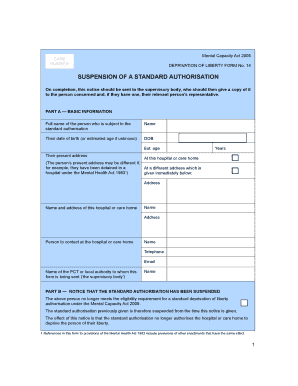 Deprivation of Liberty Form 14