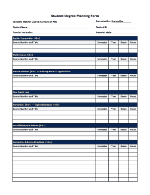 Student Degree Planning Form