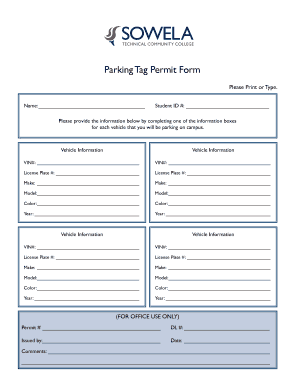 Parking Tag Permit Form
