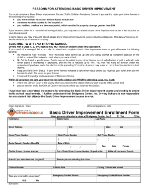Basic Driver Improvement Course Enrollment Form