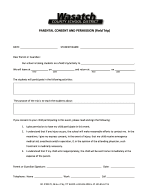 Parental Consent and Permission for Field Trip