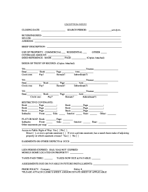 Real Estate Exception Sheet