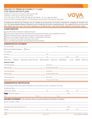 Waiver of Premium Disability Claim Form