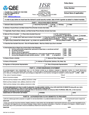 Health Special Risk Claim Form