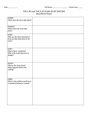 Scary Story Writing Worksheet