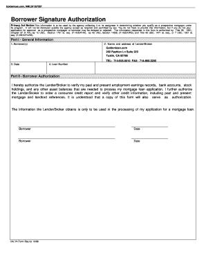 Mortgage Loan Borrower Authorization Form