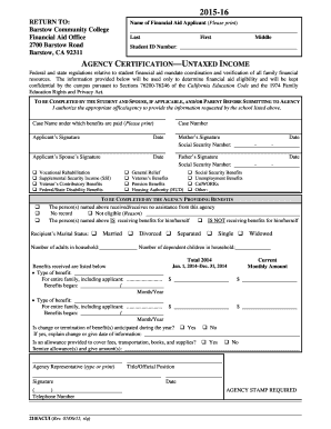 California Financial Aid Untaxed Income Form