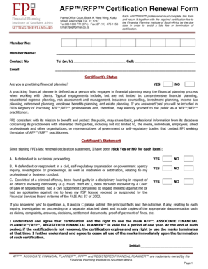 AFP/RFP Certification Renewal Form