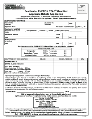 Residential ENERGY STAR Appliance Rebate Application