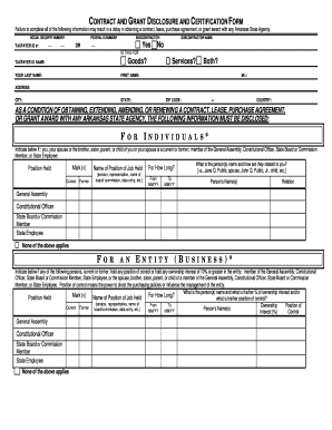Arkansas Contract and Grant Disclosure and Certification Form
