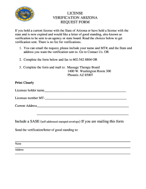 Arizona License Verification Request Form