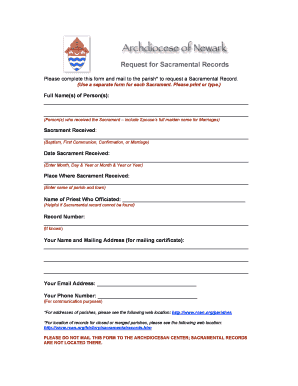 Sacramental Record Request Form