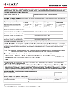 Health Insurance Termination Form