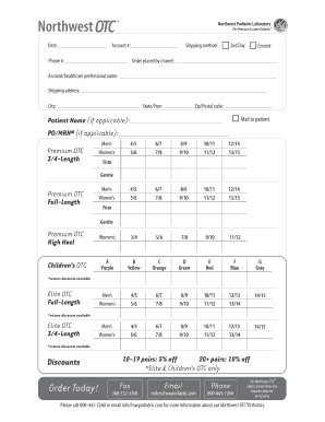 Northwest OTC Orthotics Order Form