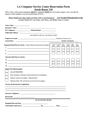 LA Computer Service Center Reservation Form South Room 218 - pulaskitech