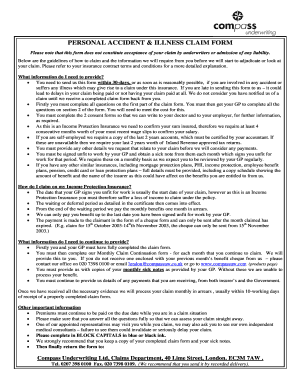 Personal Accident and Illness Claim Form