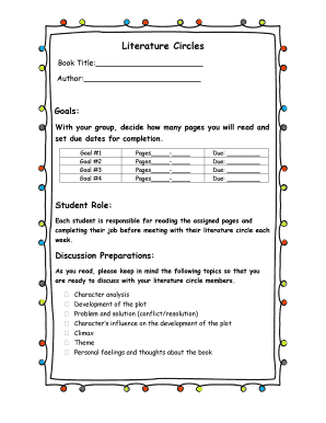 Literature Circle Group Reading Plan