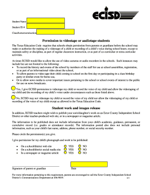 Texas Student Media Consent Form