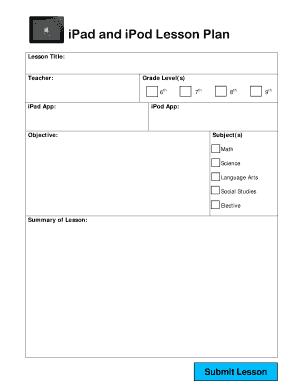 iPad and iPod Lesson Plan