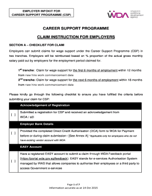 Career Support Programme Claim Form