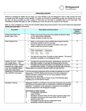 Bridgepoint Health Onboarding Checklist