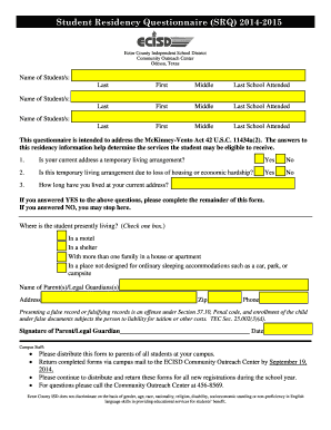 Student Residency Questionnaire