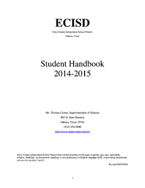 Ector County Student Handbook Acknowledgment