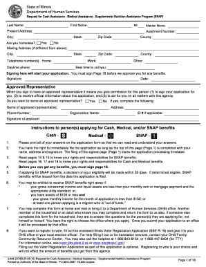 Illinois Request for Cash Assistance - Medical Assistance - SNAP