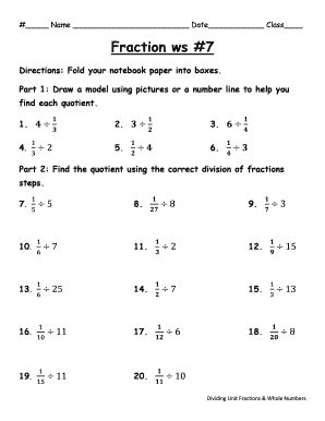 Fraction Division Worksheet