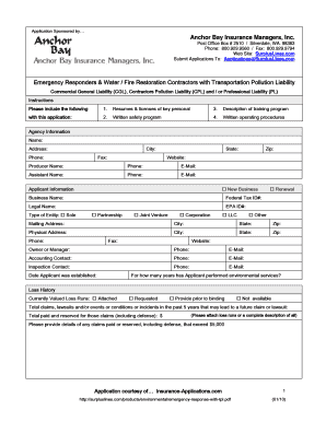 Emergency Responders Insurance Application