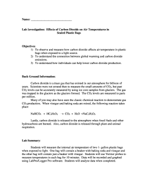 Lab Investigation: Effects of Carbon Dioxide on Air Temperatures
