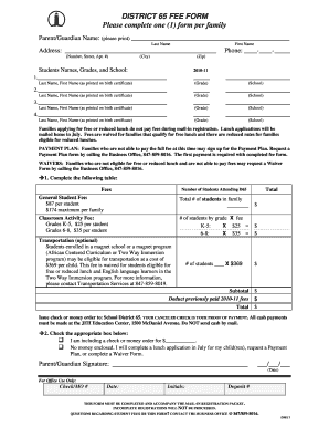 District 65 Fee Form