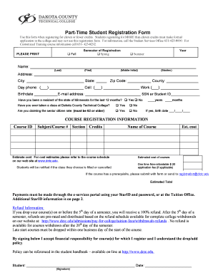 Part-Time Student Registration Form