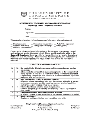 Psychology Trainee Competency Evaluation Form