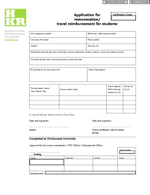 Travel Reimbursement Application Form