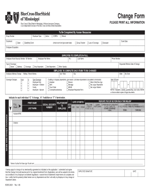 Blue Cross & Blue Shield of Mississippi Change Form