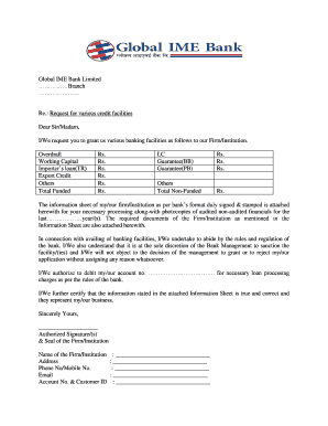 Request for Credit Facilities