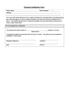 Physician Certification Form