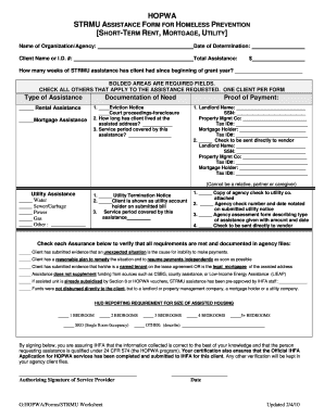 HOPWA STRMU Assistance Form