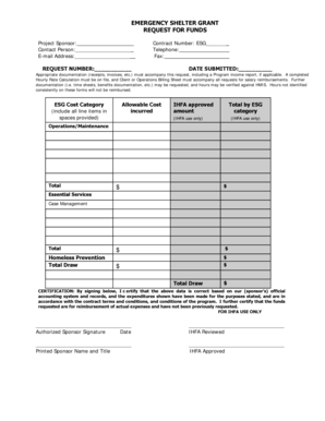 Project Sponsor Contract Number ESG Contact Person