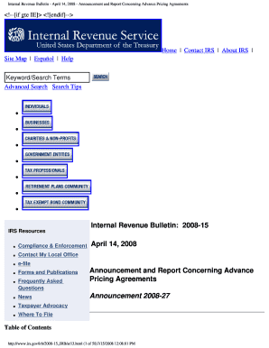 IRS Advance Pricing Agreements Report 2007