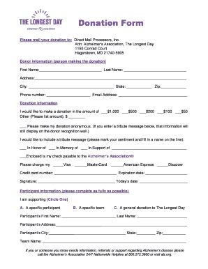Alzheimer’s Association Donation Form