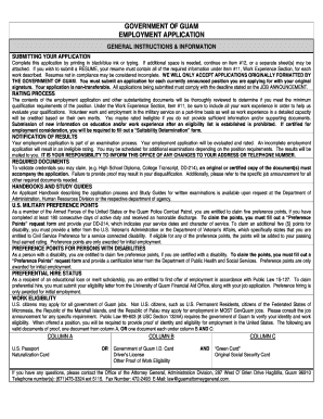 Government of Guam Employment Application