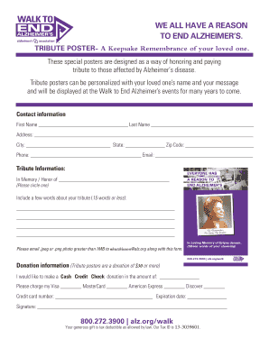 Alzheimer's Tribute Poster Form