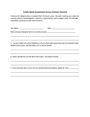 Family Needs Assessment Survey for Veterans