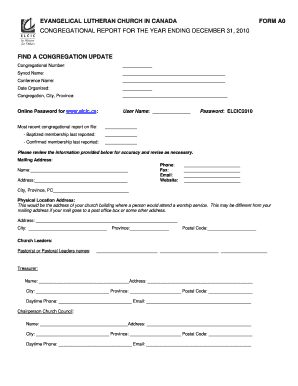 Evangelical Lutheran Church in Canada Congregational Report