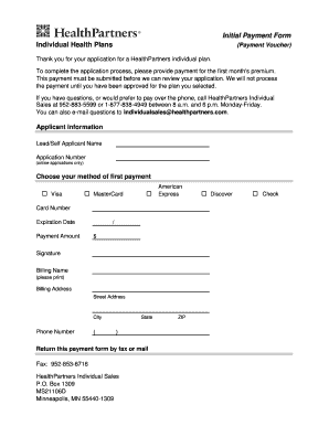 HealthPartners Individual Health Plan Payment Form