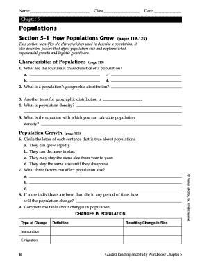 Chapter 5 Populations Study Workbook