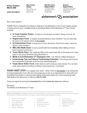Walk to End Alzheimer’s Registration Form
