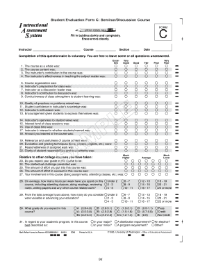 Student Evaluation Form C